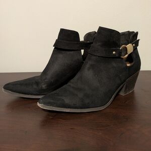 JustFab Black Suede Ankle Booties